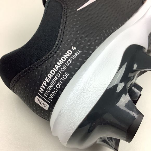 Nike HyperDiamond 4 Softball Cleats Shoes Black White Toe Drag Women's 9 - Picture 7 of 10